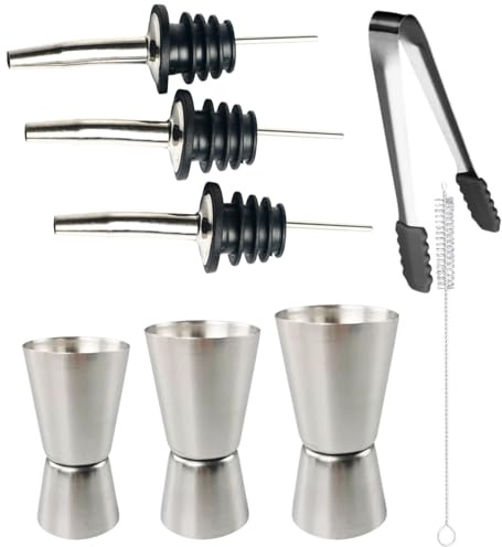 Cocktail Messbecher, 8-teiliges Bar Zubehör Set Mit Jigger Und Reinigungsbürsten, Edelstahl Messbecher 2cl 4cl 6cl, Ideal Für Cocktail Zubereitung Und Bar Einsatz