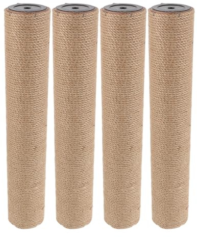 WOONEKY 4 Piezas Repuestos para Postes Rascadores de Sisal para Gatos con Tornillos Postes Altos para Interiores Recambio Rápido para Estructuras y Muebles de Gato