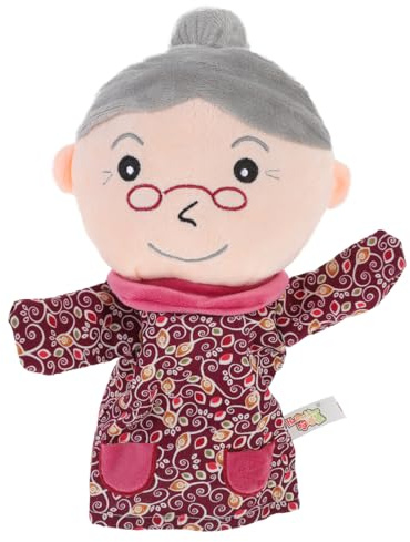 ORFOFE Burattino da Mano Nonna in Stoffa Morbida, Pupazzo di Peluche Leggero e Portatile, Burattini di Famiglia per Piccoli per Giochi di Narrazione e Spettacoli Educativi
