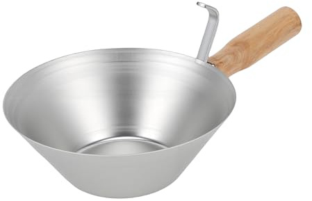 Ausla Secchio Paletta, Attrezzo da Costruzione in Ferro Galvanizzato con Manico in Legno per Intonacare Fango di Malta, Design Efficiente Facile da Maneggiare