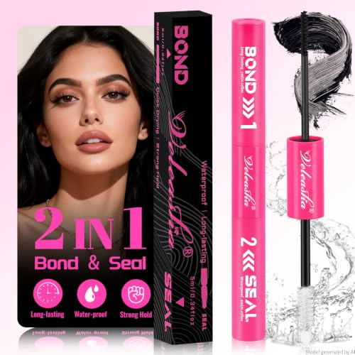 Veleasha Wimpernkleber 10ml 72H langanhaltend wasserfest schwarz hypoallergen Bond Versiegelung für Alltags Party DIY Clusterwimpern (Schwarz)