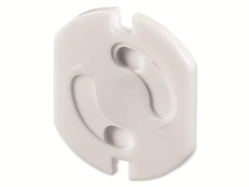 Goobay 51319 5 x Steckdosenschutz, Steckdosensicherung, Kindersicherung für Babys, mit Drehmechanik, ohne kleben - selbstklebend, schraubbar, weiß