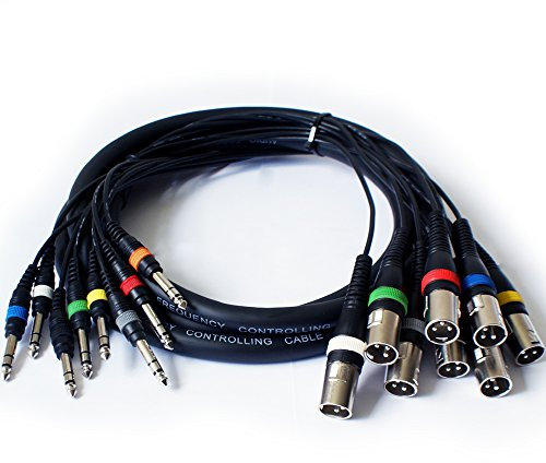 Loops 2.5m 8 Way XLR Male to 6.35mm ¼ Stereo Plug Loom Cable/Lead-Mic Stage Multicore
