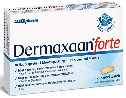 Dermaxaan forte Hautvitamine • Curcuma, Grüntee, Biotin, Zink, Beta-Carotin • Zum Erhalt normaler Haut