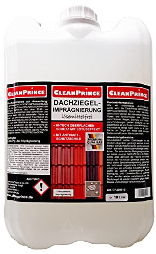 CleanPrince 10 l impregnering av takplattor | taktegel – lösningsmedelsfritt skydd, lotuseffekt, 25–30 m² per liter