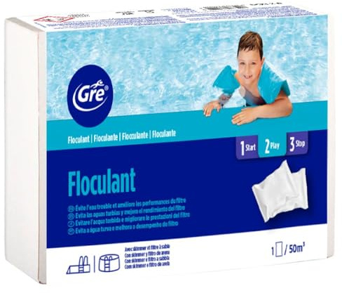 Gre Floculante 1 kg Cartuchos clarificador Agua Transparente Piscinas | Floculante mejora la claridad y transparencia del agua de piscinas.