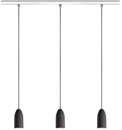 Buchenbusch urban design 3er Hängelampe Küche dark edition, Beton Deckenlampe mit Textilkabel Schwarz, Esstisch Pendelleuchte