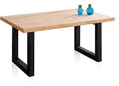 Adec Group duehome | Loft, Mesa Fija de Comedor, Mesa para Salon, Acabado en Roble y Negro, Medidas: 160 cm (Largo) x 100 cm (Ancho) x 76 cm (Alto)