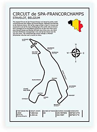 DìMò ART Impression sur Toile sur Papier Poster ou Cadre Rogan Mark Spa-francorchamps Circuit