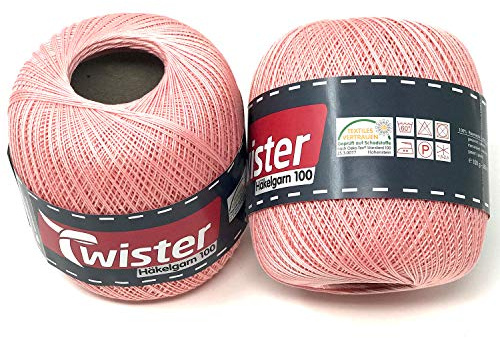 TWISTER Häkelgarn rosa Handstrickgarn Baumwollgarn 2x100g