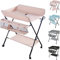 Cambiador y bañera 2 en 1 para bebé, de 0 a 12 meses (hasta 25 kg), cambiador plegable y portátil, con 4 ruedas, 80 x 66 x 98 cm (rosa)