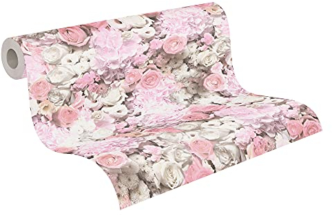 A.S. Création Rosentapete Trendwall 2 Tapete floral Vliestapete rosa weiß glänzend glatt 380081 38008-1