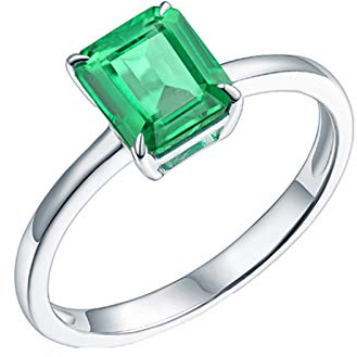 Daesar Ringe Damen Platin 950 mit Edelstein, Eheringe Solitär mit Smaragd 1.2ct Verlobungsring Nickelfrei Gr.47 (15.0)