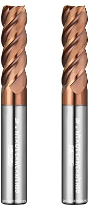 WEXWE Tools GSH Carbide Square End Mill, ZrN Coating, Square Milling Cutter for Medium Alloy Steel, Stainless Steel,Hardeness Steel, Rough and Finish Machining, 4 Flute,1/4 Shank (.25(1/4), 2pcs)