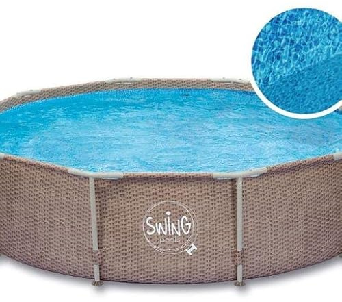 Swing Wicker Active Frame Piscine 3,66 x 0,91 m, Design en Osier | Piscine Hors-Sol | Montage Rapide | Durable | Piscine | Robuste
