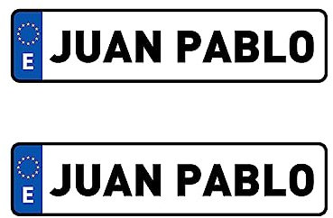 Oedim Pack de 2 Matriculas Coche Decorativas Personalizadas, 49,6x11,6cm, Divertida y Original, Fabricada en PVC