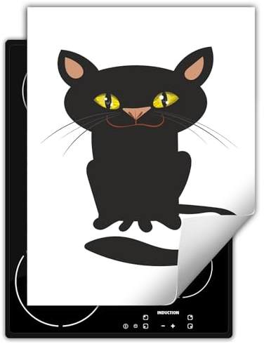 DarHaus Herdabdeckplatte Einteilig Küche Abdeckplatte für Ceranfeld Abdeckung Induktionskochfeld Aufrollbare Matte 40x52 cm, weiß - Katze