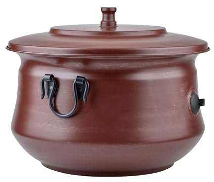 Decorative Garden Hose Holder Pot Storage with Lid 19x15.25 for Yard, Indoor & Outdoor Use - Water Hose Container, Handmade (Cobble Creek Brushed Bronze)