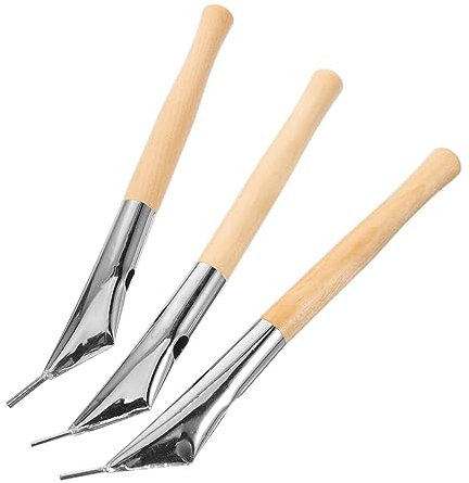 ULDIGI 3stücke Teiliges Batik Malwerkzeug Edelstahl Skulptur Pen Mit Holzgriff Für Wachs Batik Modellierung Und Töpferarbeiten Leichtes DIY Bastelset Für Künstlerisches Gestalten