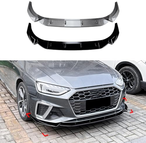 zjbzq Auto Frontspoiler für Audi A4 S4 B9.5 Sline 2020+, Frontstoßstange Spoiler Lippe Splitter Diffusor Frontlippe Splitter Body Kit, Autoantikollisionsschutz,A/Gloss Black