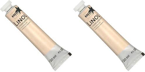 KREUL 15715-Tinta de linóleo a Base de Agua, para la impresión Manual de Madera, Corcho y linograbados japonés, verjurado y Otros Papeles absorbentes, Tubo de 20 ml, Negro, Black (Paquete de 2)