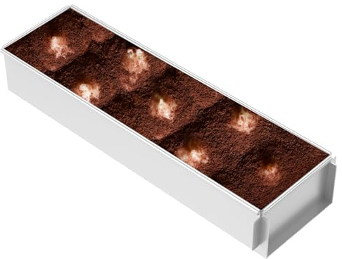 QINGLANG Stampo rettangolare per torte al tiramisù, antiaderente, in lega di alluminio, per tiramisù, dessert, formaggio, formaggio, mousse, 40 x 10 x 6 cm (regolabile)