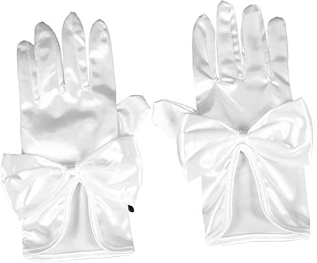 TOGEVAL 1paar Hochzeit Handschuhe Für Frauen Kurze Satin Brauthandschuhe Mit Schleife Elegantes Accessoire Für Hochzeiten Teepartys Und Bälle Cremeweiß Langlebig Und Bequem
