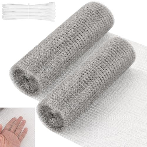 YAYODS 2 rotoli di rete metallica a maglia fine, larghezza maglie 3 – 5 mm – 6 m x 21 cm, rete metallica stabile – recinzione a rete metallica come rete di coniglio, griglia per arvicole