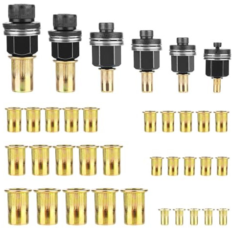 6 Stücke Nietmutternzange Set, für M3, M4, M5, M6, M8, M10, Nietmuttern Werkzeug, Einpressmuttern Nietmutternzange mit 30 Stück Muttern, Nietmutter Pistole Werkzeug