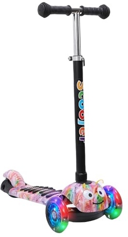 Habib Kinderroller, 3-Räder, Kinderscooter für Jungen & Mädchen 3-8 Jahre mit LED-Rädern, Höhenverstellung, rutschfest, Max. 50 KG