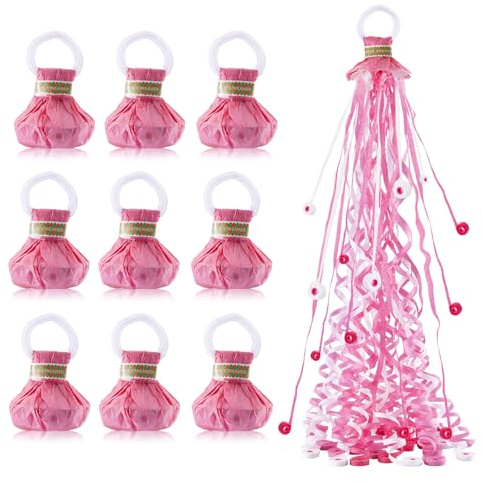BATTIFE 10 Packs Pink Gender Reveal Streamer Poppers, Hand Throw Confetti Poppers, No Mess Paper Crackers for It's a Girl Party, Baby Shower, Wedding, Birthday