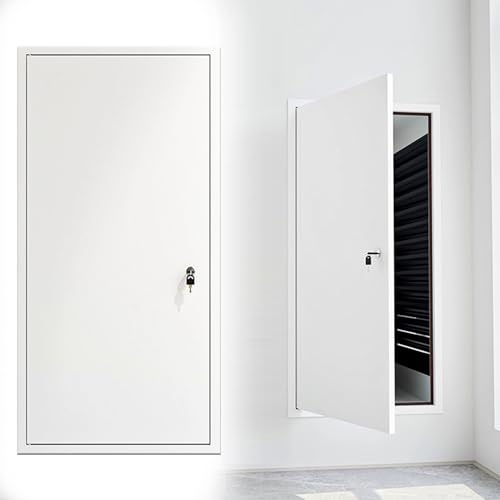 Trappe de Visite Panneau D'accès Facile pour Cloison Sèche, Trappe de Grenier en Aluminium Blanc pour Mur/Plafond, Porte D'accès avec Serrure et Clé, Couvercle de Trappe D'accès pour Plomberie(30x80cm