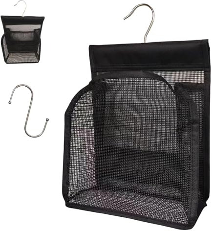 ClcIosis Bolsa para pinzas de la ropa, fácil gancho para colgar, negro, portátil, utiliza baño familiar y jardín al aire libre