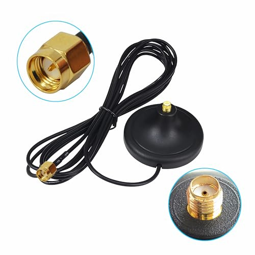 H49C WLAN Antennenverlängerung mit SMA Anschluss 3m, Magnetfuß, Externe Router Antenne zur Signalverstärkung für WLAN Netzwerk