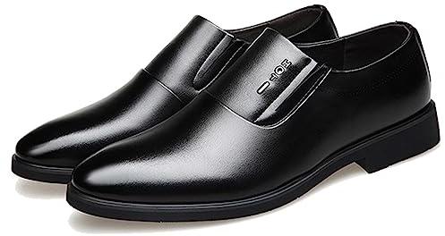 ENWIND Herren Klassisch Pennyloafer Flach Schlüpfen Kunstleder Mokassins Fahrschuhe,Schwarz,43 EU
