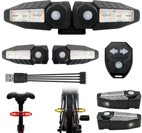 Teguangmei Upgrade Bike Tail Light with Projection USB Rechargeable Bike Turn Signals 150 Lumen Ultra Bright Turn Signals for Bicycle with Alarm Horn Bicycle Rear Light for Night Riding, 5 Mode