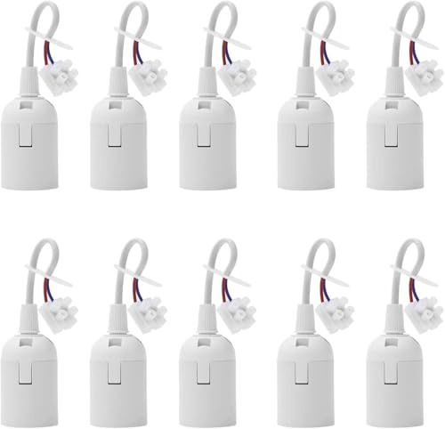Kjzeex 10 Stück Lampenfassung E27 Ersatzfassung Renovierfassung Lampenhalterung 4 A 250V Baufassung mit Kabel für Lampenreparatur und Haushaltsinstallation