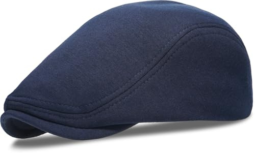 Liutufy Men's Vintage Flat Cap Adjustable Cotton Newsboy Peaky Blinder Cap Casual Retro Hat (Navy Blue)
