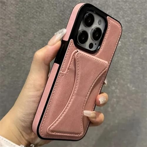 CIBOS Custodia per iPhone 16 15 11 12 13 14 Pro Max 17 Slim Fit in pelle con slot per carte e cavalletto, rosa, per iPhone 12 mini