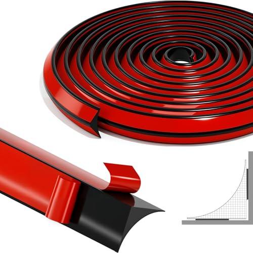 Baguette Finition Plan de Travail Cuisine, Profil Finition Plan de Travail, Baguette de Finition, Moulure Flexible Autocollante, Moulure Plafond pour Sols, Bords de Murs, Carrelage (Noir, 12m)