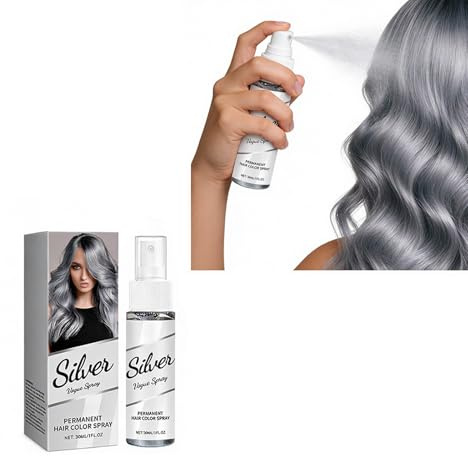 Silver Grey Hair Spray - Plant-Based Color Lock For Vibrant Tones, Moisturizing & Nourishing Formula, Quick Application Care