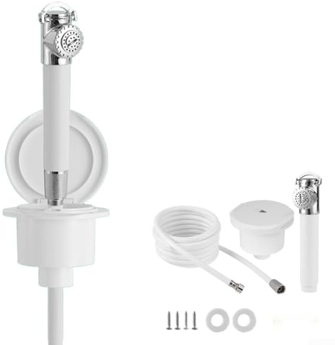 Set doccia pressurizzato portatile, kit per doccia retrattile per esterni, con tubo anti-groviglio, box doccia, guarnizioni e viti (2,5 m)