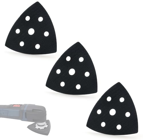 Repuesto de para lijadora delta Bosch – Repuesto de autoadhesivo para placa de lija Bosch Starlock, papel de lija triangular, 7 agujeros de repuesto para lijadora delta Einhell (3 unidades)