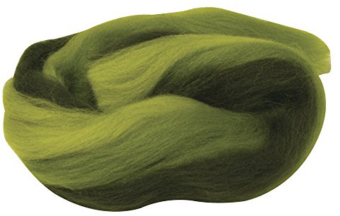 Rayher 5366400 Merino-Kammzug, Multicolor, im Band, 21 mic, SB-Btl. 50g, grün Töne