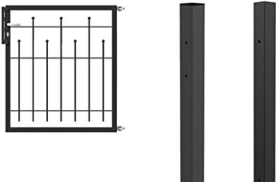 Alberts 508562 Einzeltorset Madrid, zum Einbetonieren | verschiedene Höhen - wahlweise in verschiedenen Farben | anthrazit-metallic | Höhe 100 cm | Breite 1 m
