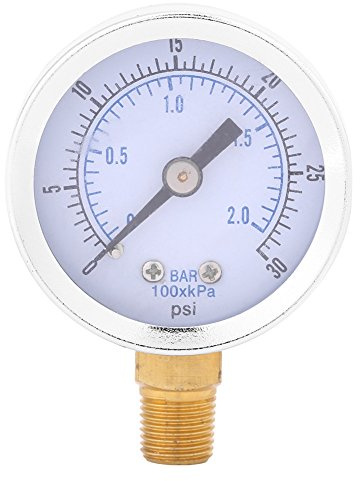 Akozon Manometro 0-30 psi 0-2 bar Mini Dial Acqua Olio Compressore Metri Idraulico Manometro