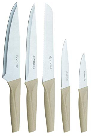 Viners Organic Natural 5 Piece Stainless Steel and Wheat Fibre Knife Block Set