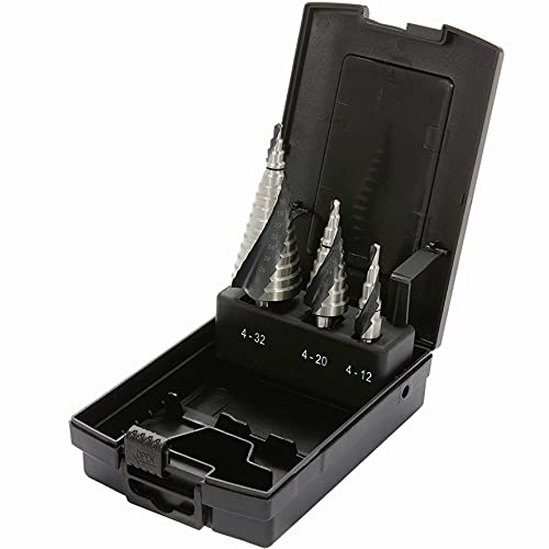 Proteco-Werkzeug® HSS Titan TIN TiALN Profi Stufenbohrer Konusbohrer Schälbohrer Metallbohrer Set 3-tlg.