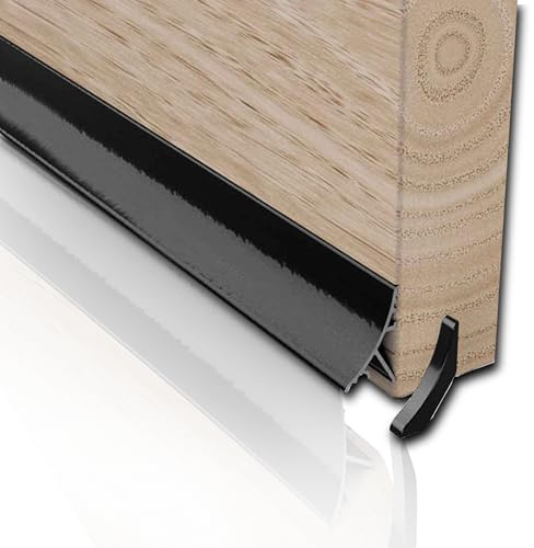 Stormguard Versteckter Türabweiser für Holztüren, 914 mm, Push-Fit, schützt vor Zugluft, Wasser und Staub, ideal für Holztüren im Freien, 32 mm, Schwarz