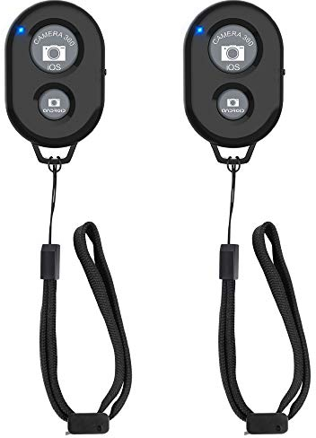 2PCS Télécommande Bluetooth Selfie sans Fil pour Smartphones avec Dragonne, Adapté pour Le Déclenchement de l'Obturateur, Compatible avec Apple iOS et Android/iPhone/iPad/Samsung/Autres Téléphones